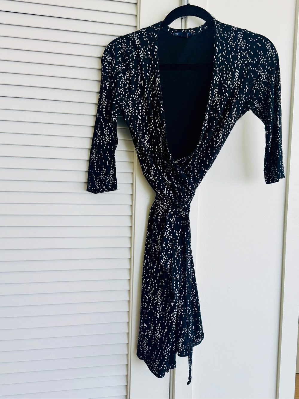 GAP Black Wrap Dress with White Dot Print - Women's